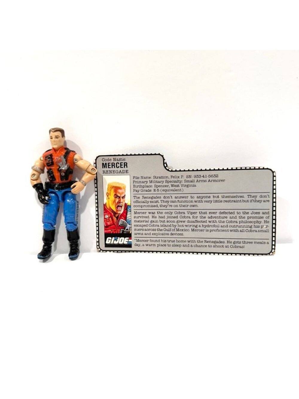 Vintage 1980s G.I. Joe Mercer Renegade & File Card